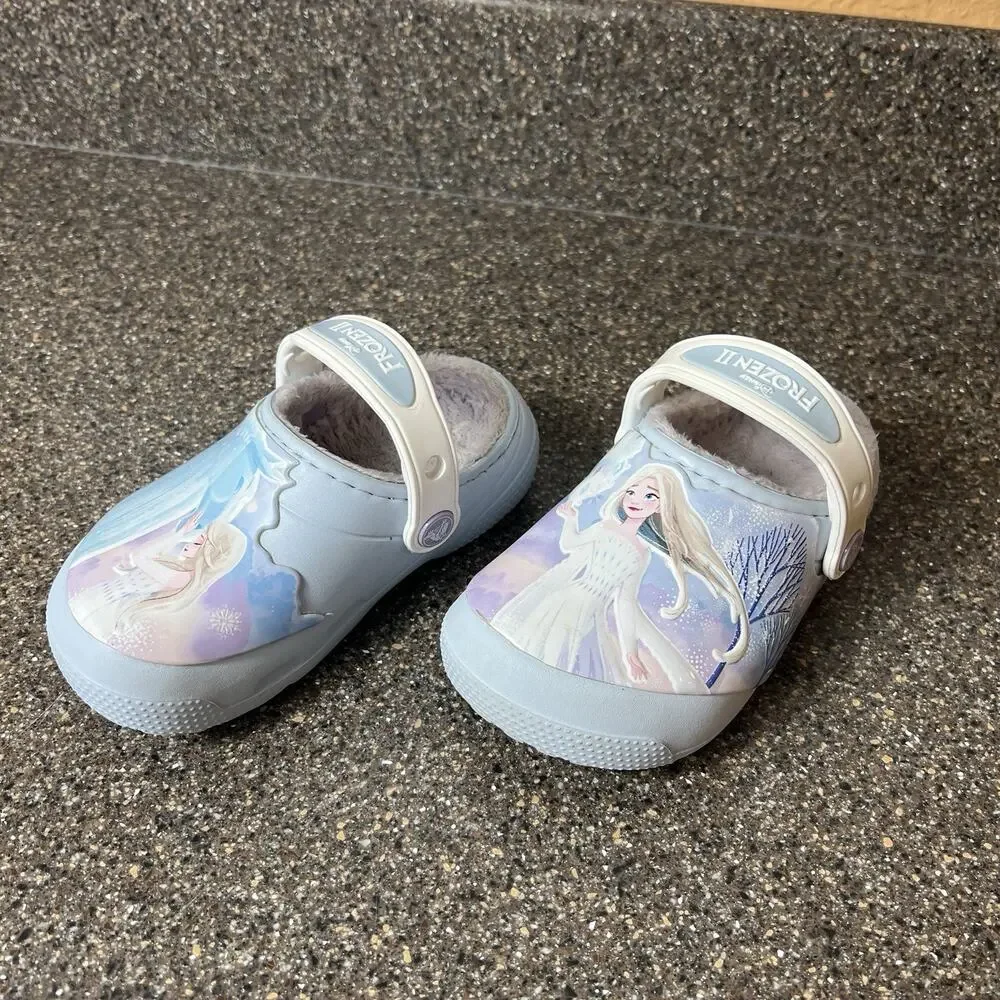 Crocs Toddler Little Kids 9 Disney Frozen ll Clogs Multicolor Mule Lined Slip On